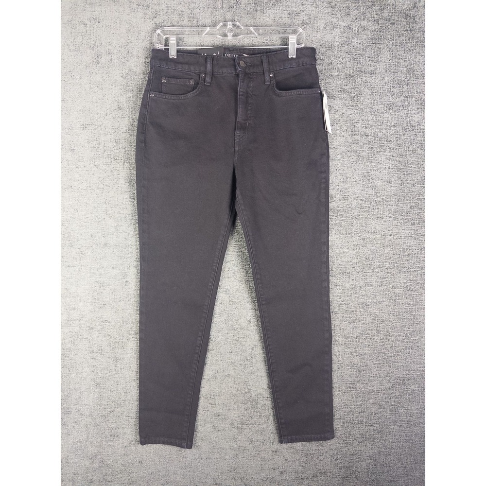 NEW Lauren Ralph Lauren High Rise Skinny Ankle Jeans Womens 28 6 Black Denim